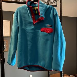 Teal and Red Patagonia Lightweight T-Snap Pullover - Excellent Condition Size M